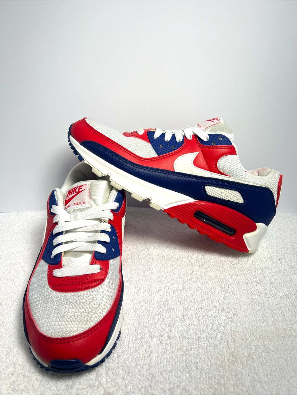 Nike Air Max 90 USA 2020 Mens Size 8 Red White Royal Blue Sneaker CW5456-100 - Picture 7 of 11